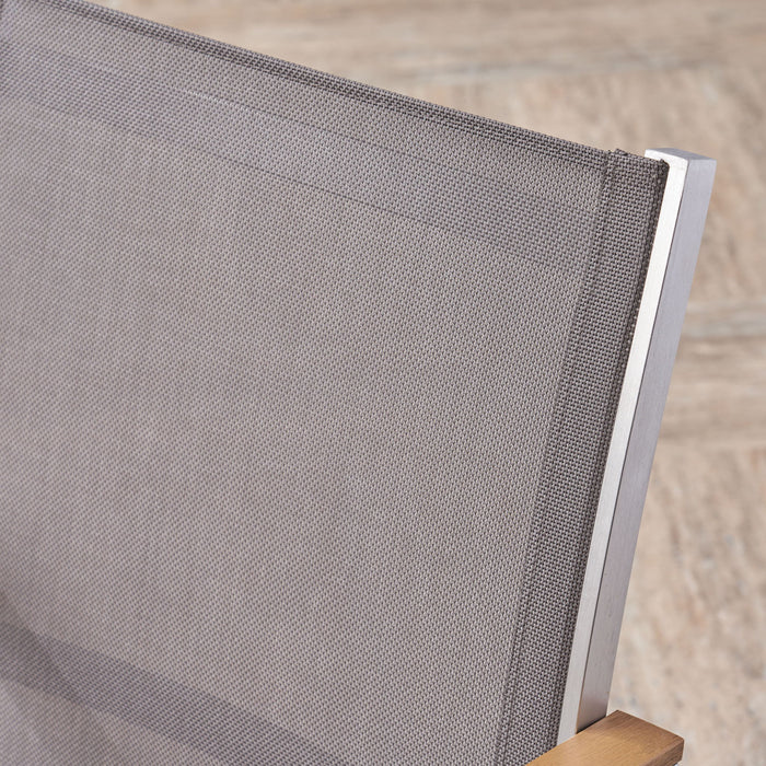 Poetic - Outdoor Dining Chair With Faux Wood Arms And Aluminum Frame (Set of 2) - Gray