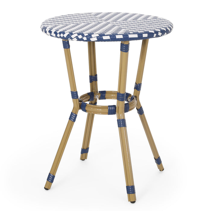 French Bistro Table Outdoor Elegance - White / Blue