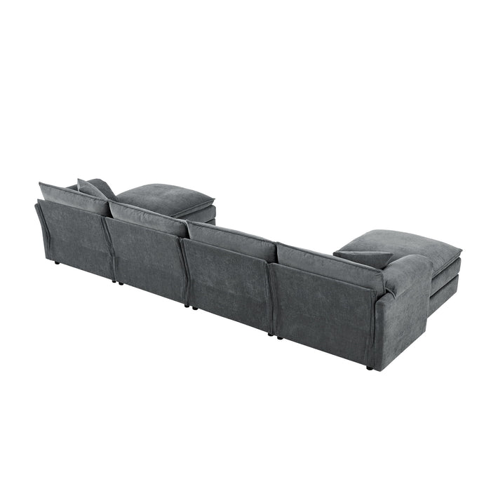 Modular Sectional With Deep And Wide Seat, Cloud Couch Set With Double Cushions Sofa With Movable Ottoman