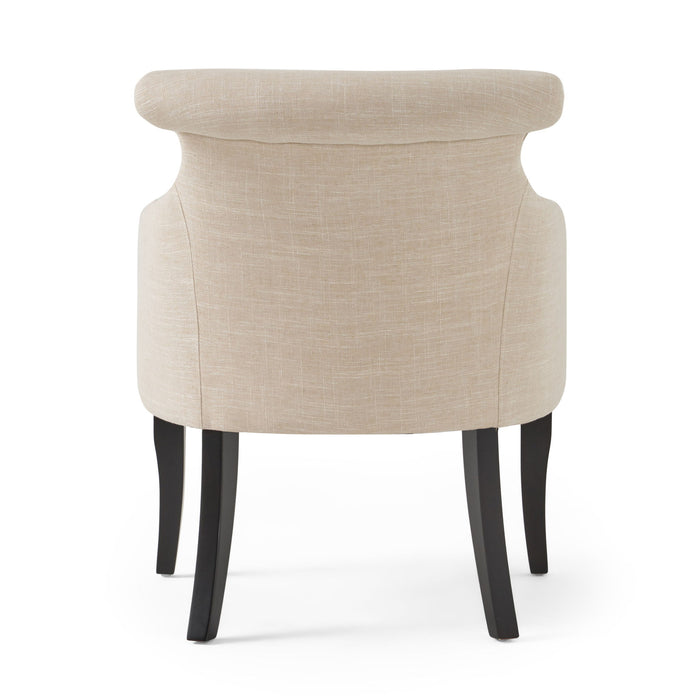 Upholstered Armchair With Rolled Back, Tapered Legs And Nailhead Trim - Light Beige