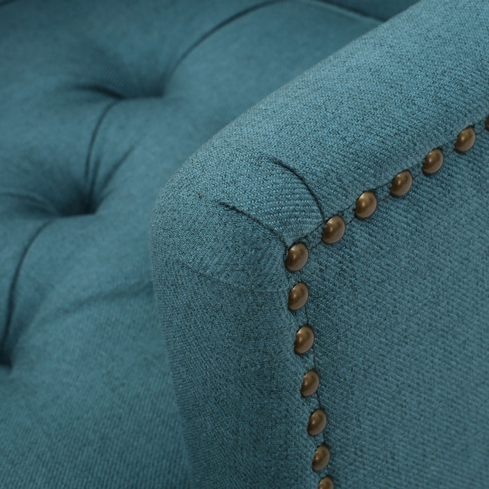 Harrison - Tufted Club Chair With Plush Cushion And Studded Trim - Dark Teal
