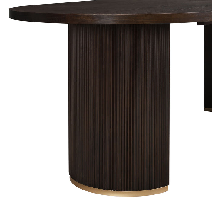 Modern Rustic Oval Dining Table Double Pedestal - Espresso