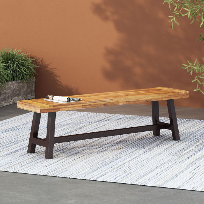 Tranquilizer - Outdoor Acacia Wood Bench With Slat Panel Design