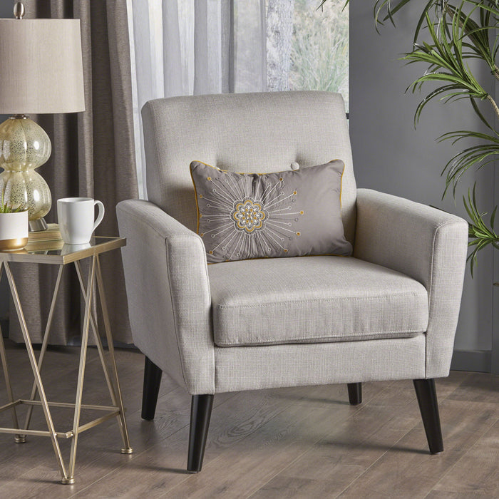 Radiantize - Upholstered Fabric Club Chair With Square-Off Back And Button Tufted