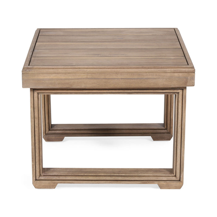 Outdoor Square Side Table With Acacia Wood Frame - Brown