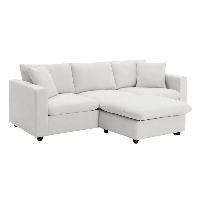 Modern Sectional Sofa With Throw Pillows, Cloud L Shaped Couch Set With Wide 4 Seat Comfy Couch Set With Movable Ottoman