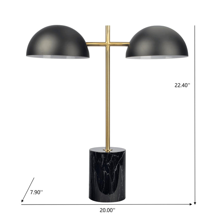 Nova - Hydro Table Lamp With On / Off Switch Double Lamp - Black / Gold / Marble