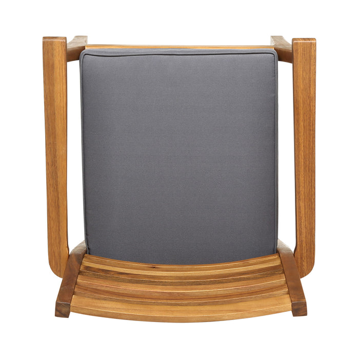 Outdoor Dining Chair With Slat Back And Acacia Wood Frame (Set of 2) - Gray / Teak