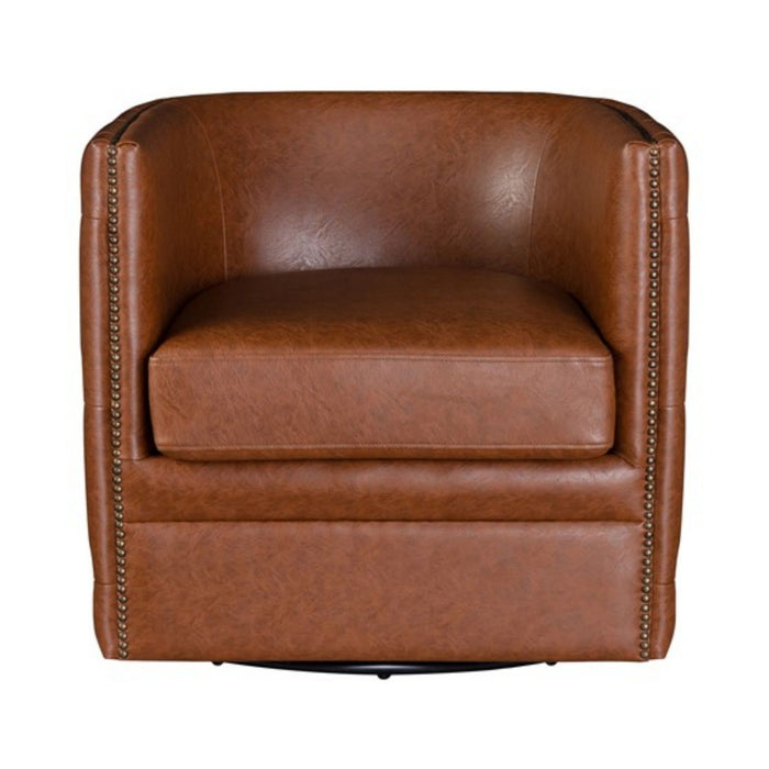 Swivel Chair With Tufted Barrel Design And Nailhead Accents