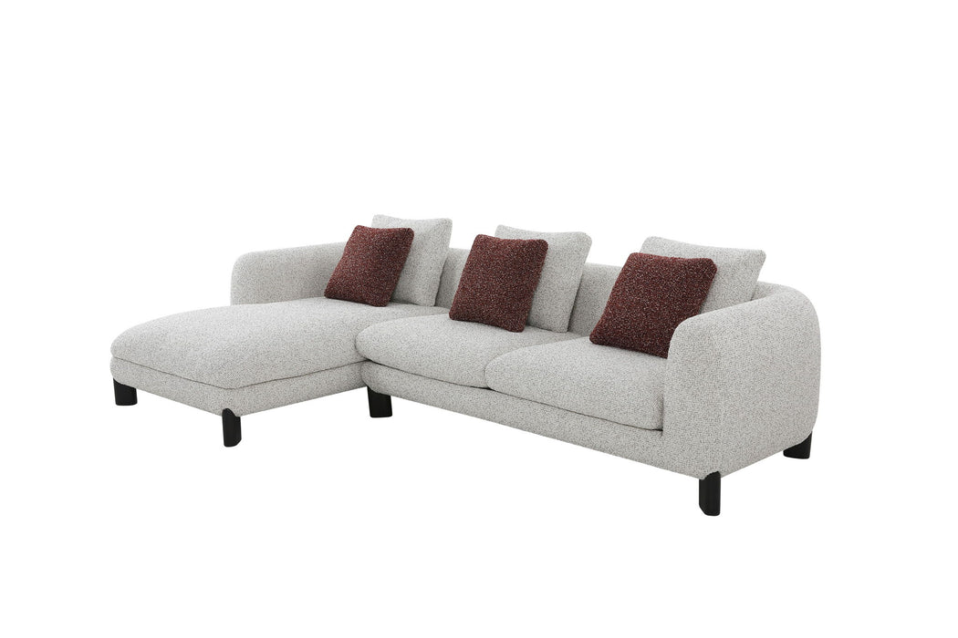Mardi - Tweed Sectional Sofa With 3 Pillows - Maroon / Beige