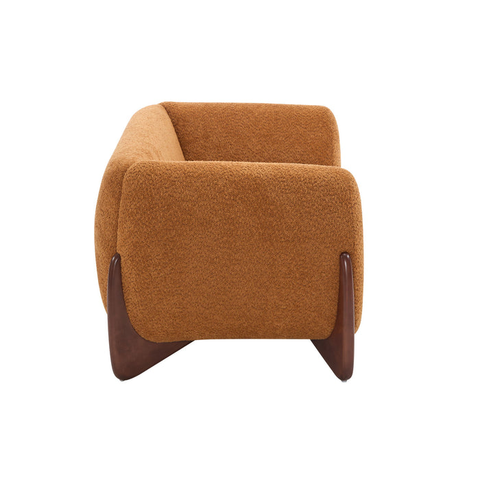 Contemporary Boucle Sherpa Sofa With Birch Wood Legs