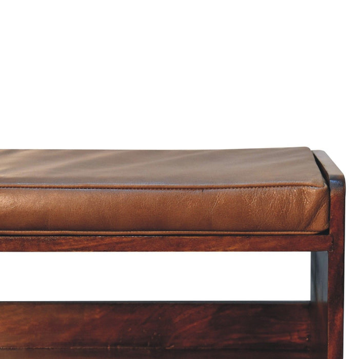 Solid Wood Bench With Upholstered Sea