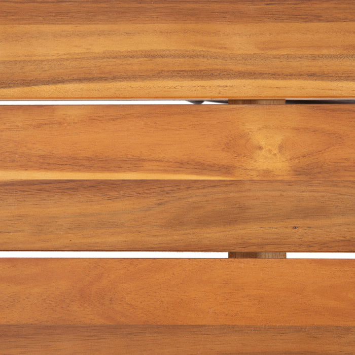 Outdoor Dining Table With Slat Wooden Panel And Turnbuckle Accents - Teak