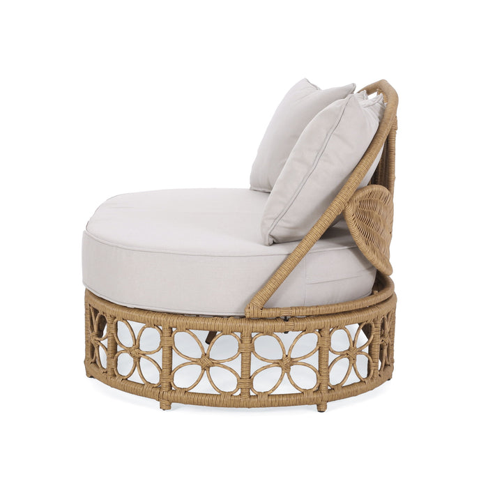 Outdoor Wicker Daybed With Pillows - Light Brown / Beige