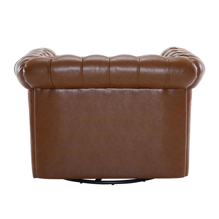 Chesterfield Style Swivel Club Chair With Button Tufted