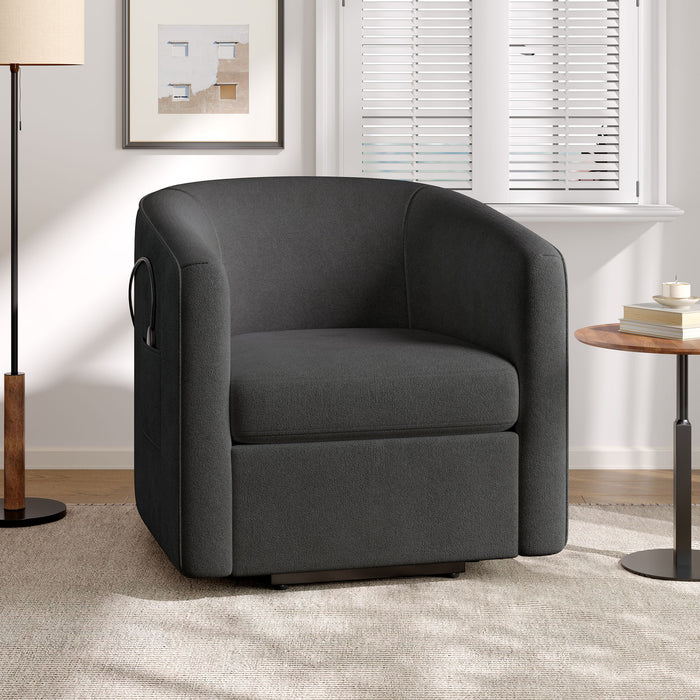 Power Lift Recliner Barrel Shape Reclining Chair With Footrest And Side Pocket