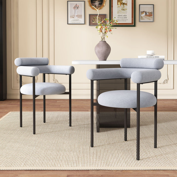 Contemporary Upholstered Armchair Dining Chairs With Metal Legs (Set of 2)