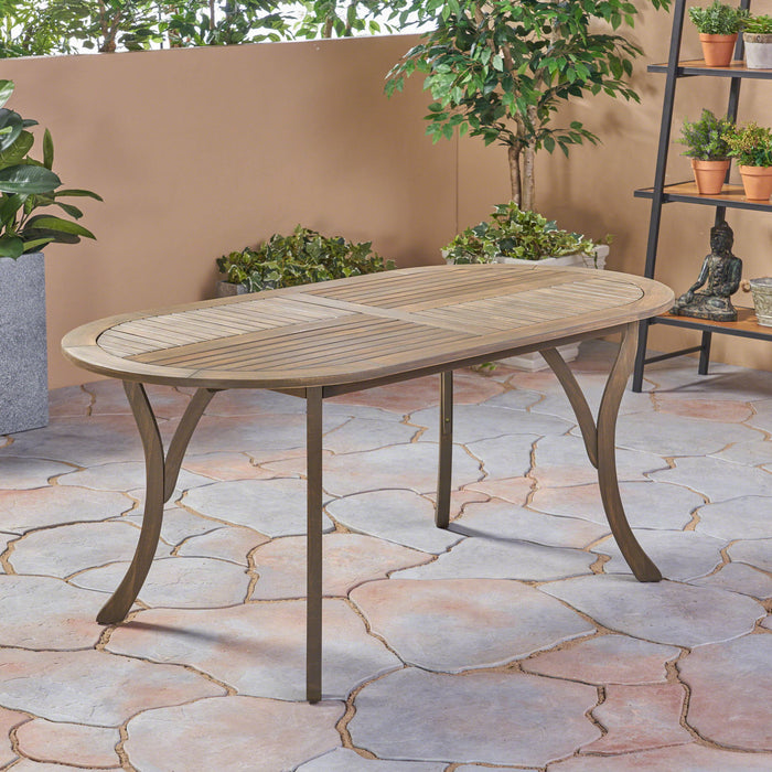 Outdoor Table With Smooth Lines, Slat Top