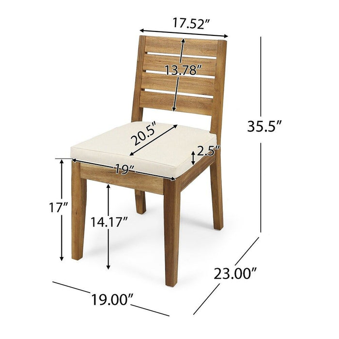 Outdoor 6 Seater Expandable Dining Set With Cushions - Sandblasted Natural / Beige