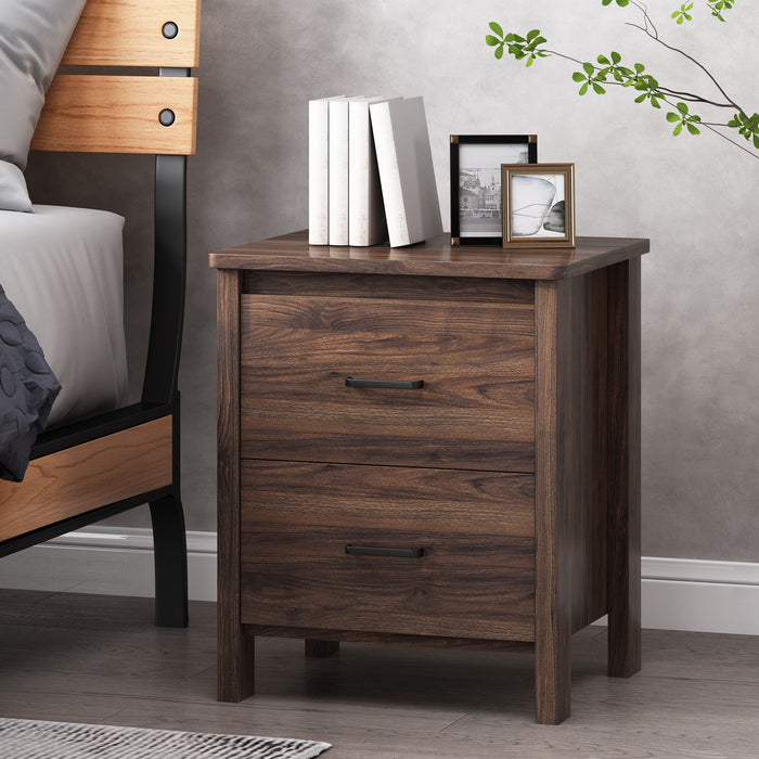 Titeca - Contemporary Wood 2 Drawer Nightstand