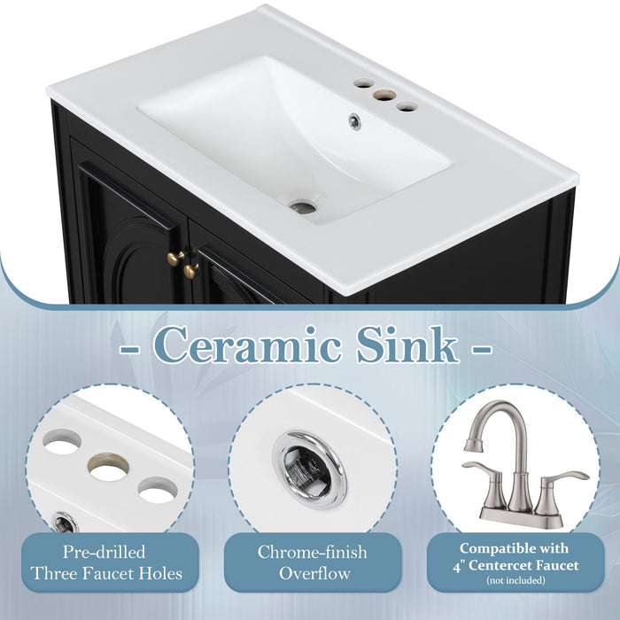 Bathroom Vanity With Sink With 2 Doors And Adjustable Shelf