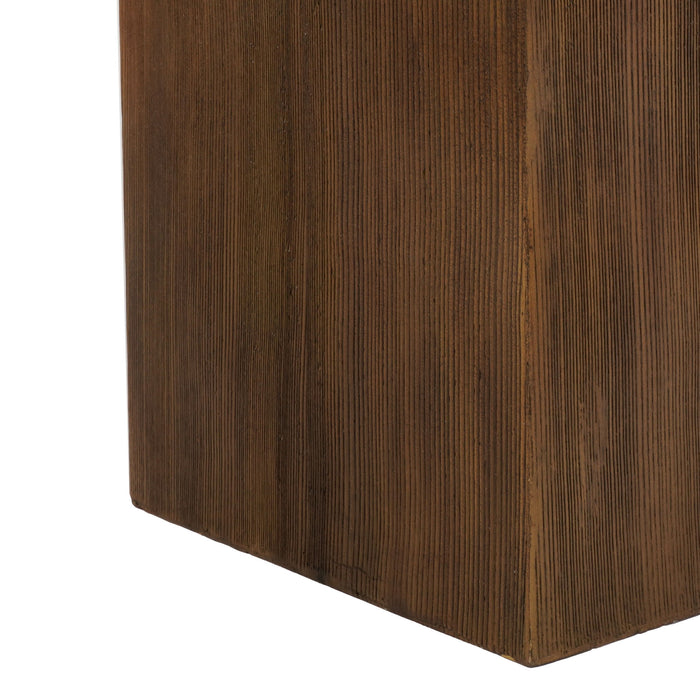 Mgo Square Side Table With Faux Stone Top And Wood Frame - Antique White / Natural Wood