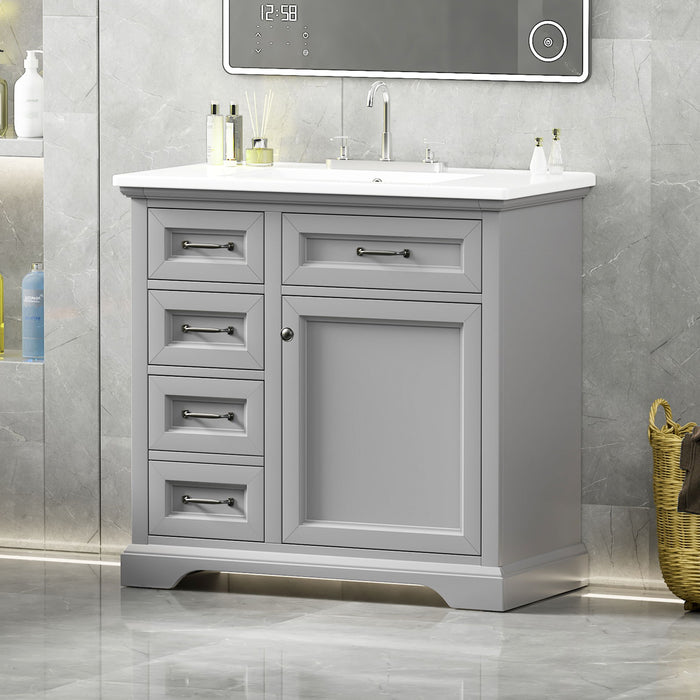 36" Bathroom Vanity With Sink, 2 Tip-Out Drawers, Soft Close Hinges