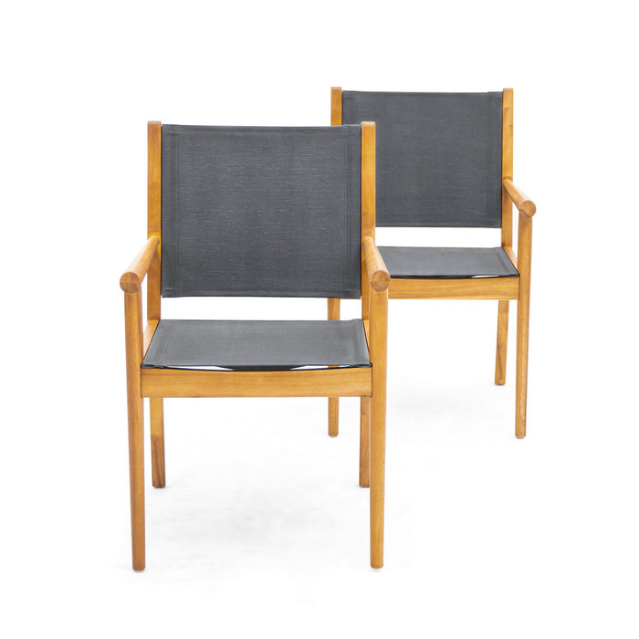 Cordoba - Dining Chair Set With Acacia Wood Frame And Textilen Upholstery (Set of 2) - Teak