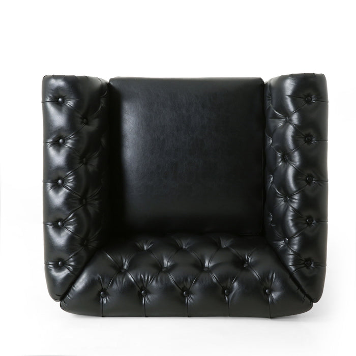 Luminex - Tufted Upholstered Club Chair With Nailhead Accents And Scrolled Tuxedo Arms