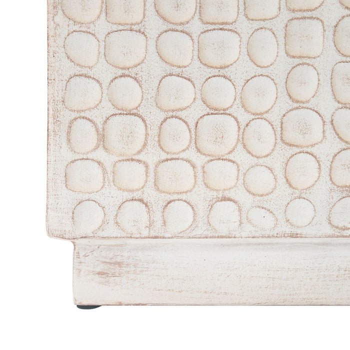 Chic Modern Mgo Cube Side Table With Fluted Design - Antique Brown