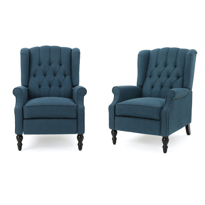 Armchair Recliner With Pushback Mechanism And Wingback Design