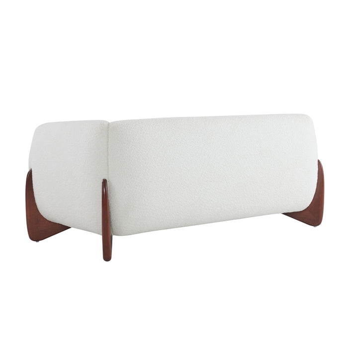 Contemporary Boucle Sherpa Sofa With Birch Wood Legs