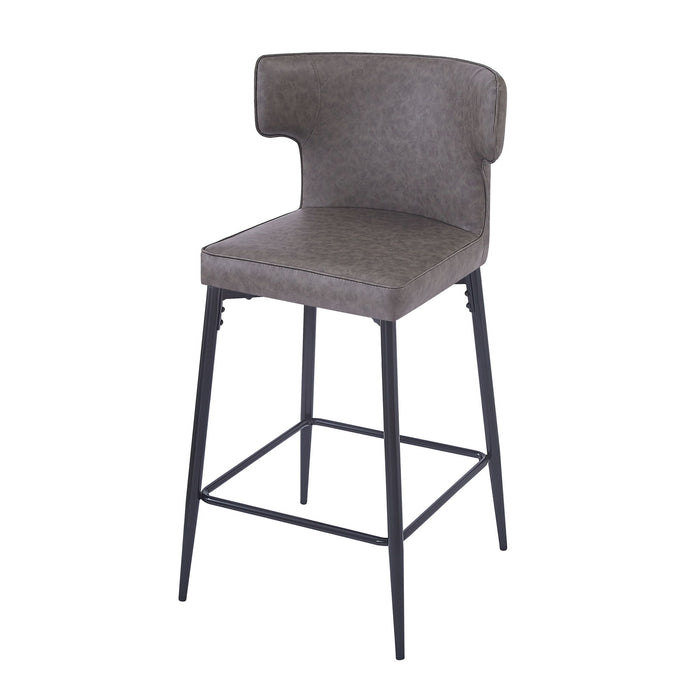Modern Bar Stools With Upholstery And Metal Footrest (Set of 2)