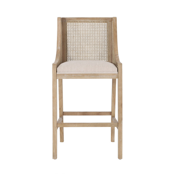 Celestiality - Upholstered Barstool With Cane Webbing Backrest (Set of 2)