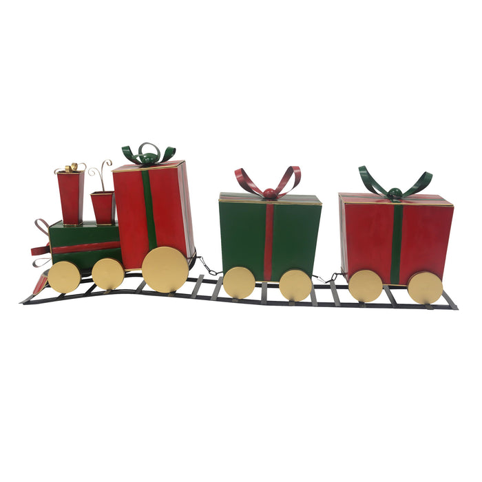 Festive Train Decor With Gift Shaped Carriages - Red
