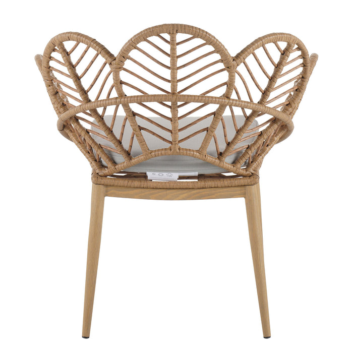 Kirk - Outdoor Patio 7 Pieces Chat Set With Wicker Chairs Cushions & Table - Beige / Light Brown / Teak