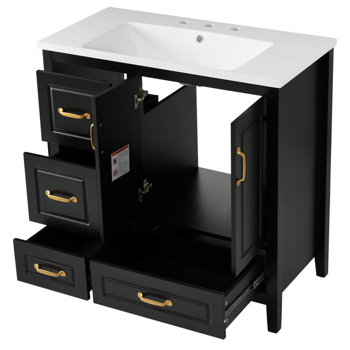 Bathroom Vanity With Sink, Soft Closing Doors & Drawers, Metal Handles