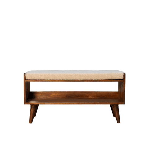 Solid Wood Bench With Upholstered Sea