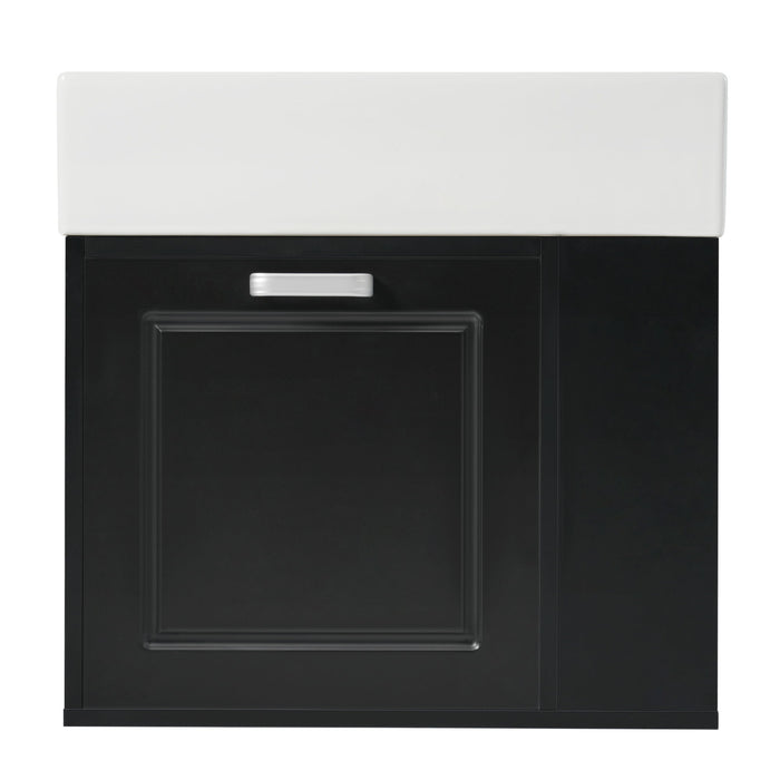Modern Wall Mounted Bathroom Vanity With Sink, Soft Close Drawer, Adjustable Shelf, Toilet Paper Holder