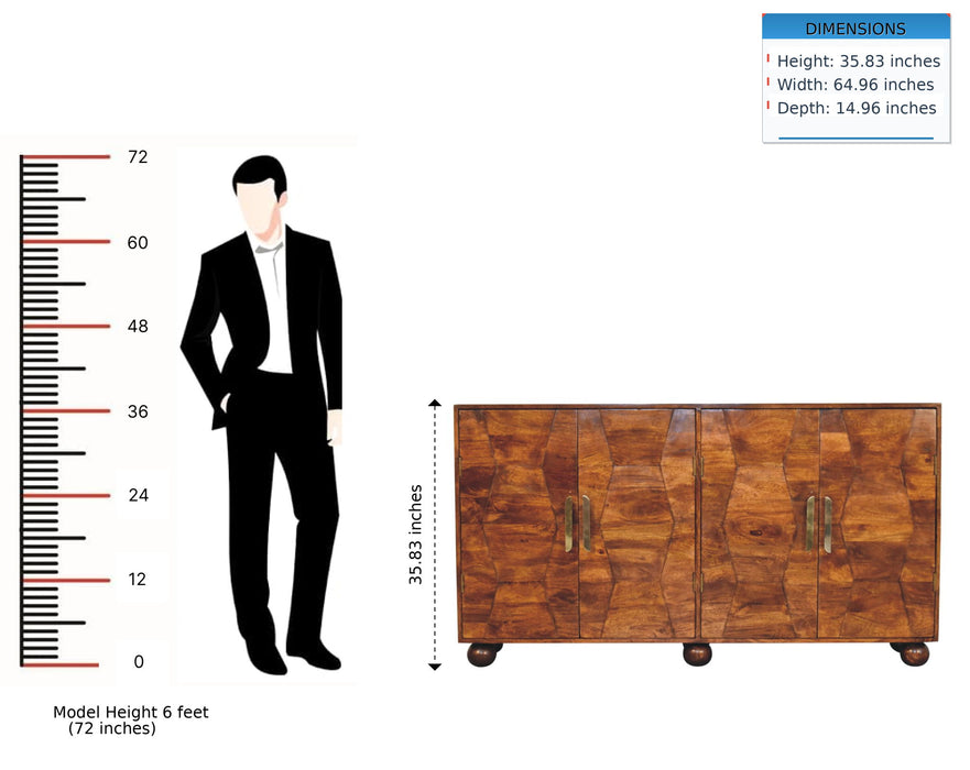 Wavecrest Cabinet, 4 Shelves - Chestnut