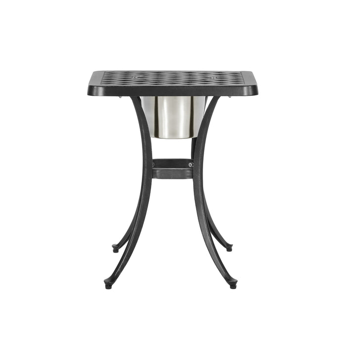 Outdoor Cast Aluminum Bistro Table With Ice Bucket - Black Copper