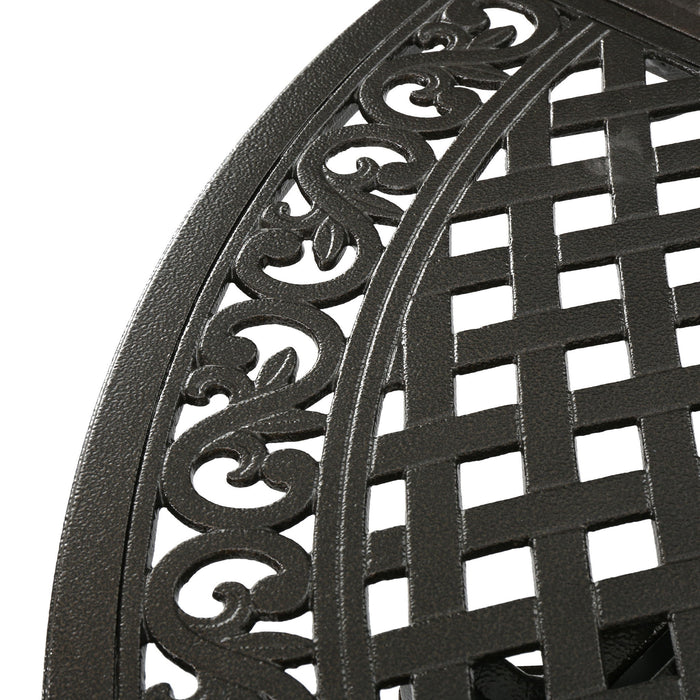 Outdoor Expandable Aluminum Dining Table With Latticework Details And Curvy Legs