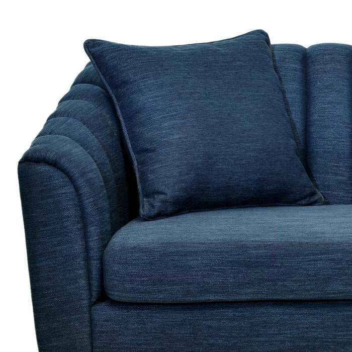 Contemporary 3 Seater Sofa With Button Tufted Design - Navy Blue