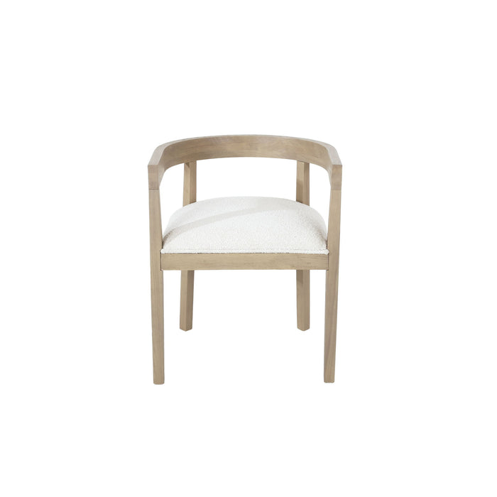 Modern Mid Century Dining Arm Chair Set With Upholstered Frame - Natural