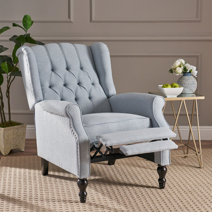 Armchair Recliner With Pushback Mechanism And Wingback Design