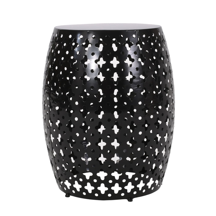 Modern Outdoor Metal End Table Set With Durable Iron Frame - Black