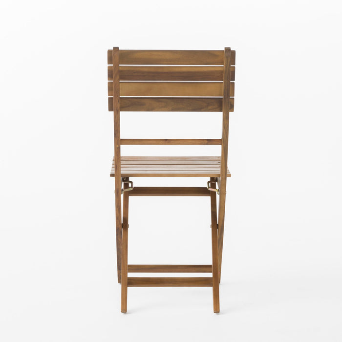 Outdoor Foldable Wood Dining Chair With Slat Design (Set of 2)
