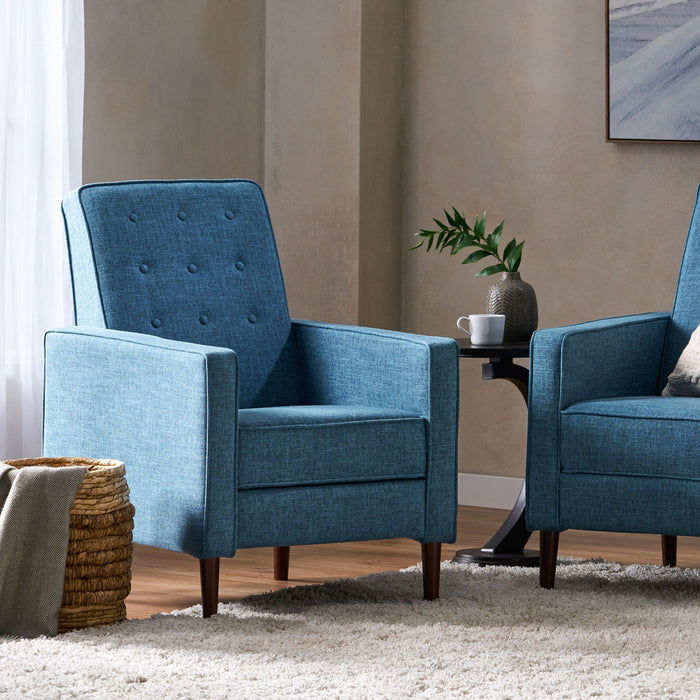 Mid-Century Modern Recliner With Button Tufted Waffle Stitch