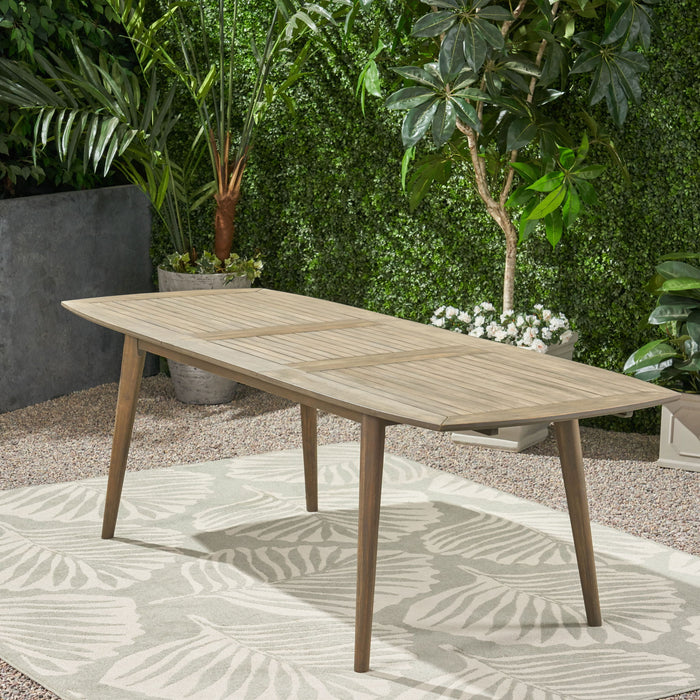 Placidity - Outdoor Expandable Dining Table With Slatted Tabletop And Tapered Legs