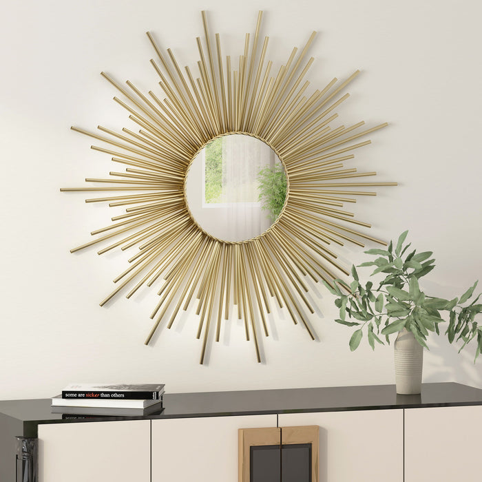 Modern Glam Sunburst Wall Mirror - Gold